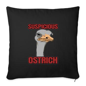 Humorous snapshot with ostrich bird - Sofa pillowcase 17,3'' x 17,3'' (45 x 45 cm) - black - Front