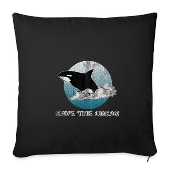 Orca Saying for Animal Welfare - Sofa pillowcase 17,3'' x 17,3'' (45 x 45 cm) - black - Front