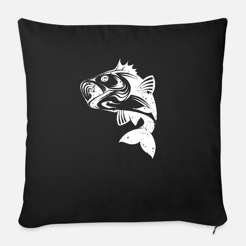 Fischen Angeln Fischer - Sofakissenbezug 45 x 45 cm - Schwarz