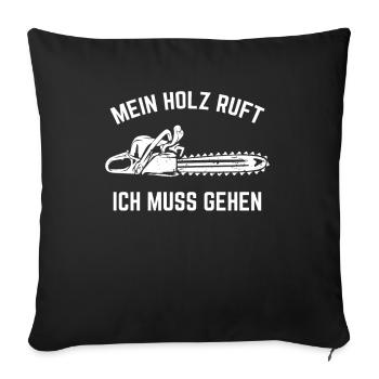 Holz Holzfäller Kettensäge - Sofakissenbezug 45 x 45 cm - Schwarz - Vorne