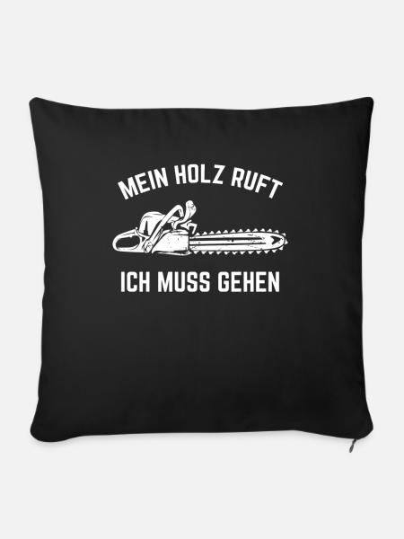 Holz Holzfäller Kettensäge - Sofakissenbezug 45 x 45 cm - Schwarz