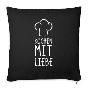 Kochen Liebe Koch Küche - Sofakissenbezug 45 x 45 cm - Schwarz - Vorne