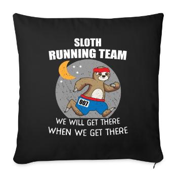 Sloth Marathon Sport Coureur Sloth Running Team - Housse de coussin décorative 45 x 45 cm - noir - Devant