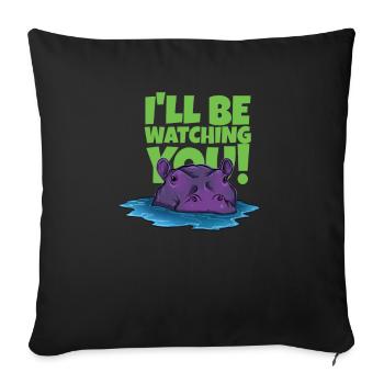 Hippopotame drôle avec texte - Housse de coussin décorative 45 x 45 cm - noir - Devant
