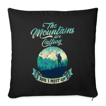 La montagne reçoit des randonneurs et des alpinistes vintage - Housse de coussin décorative 45 x 45 cm - noir - Devant