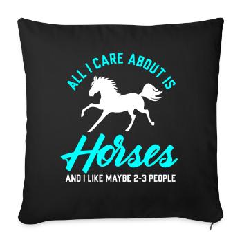 Riding horses - Sofa pillowcase 17,3'' x 17,3'' (45 x 45 cm) - black - Front