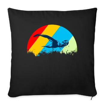 Natation - Housse de coussin décorative 45 x 45 cm - noir - Devant