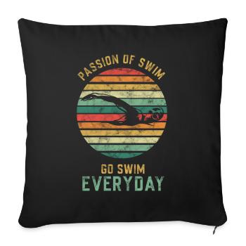 Natation - Housse de coussin décorative 45 x 45 cm - noir - Devant