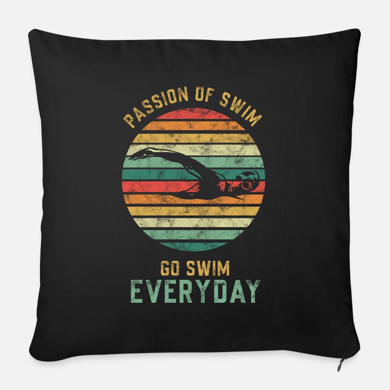 Natation - Housse de coussin décorative 45 x 45 cm - noir