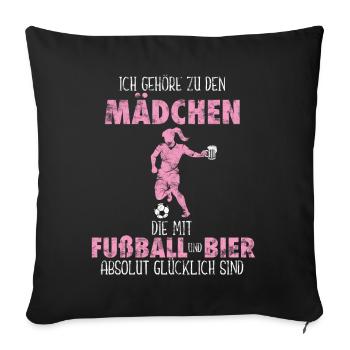 Idée cadeau fille de football - Housse de coussin décorative 45 x 45 cm - noir - Devant