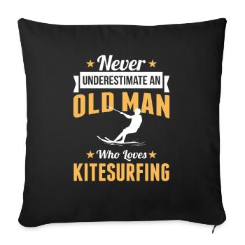 Grandpa kitesurfer kitesurfing sport - Sofa pillowcase 17,3'' x 17,3'' (45 x 45 cm) - black - Front