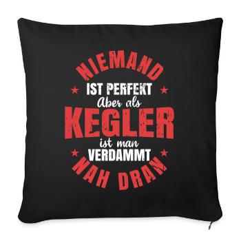 Kegler Bowling lustige Bowler Kegeln - Sofakissenbezug 45 x 45 cm - Schwarz - Vorne