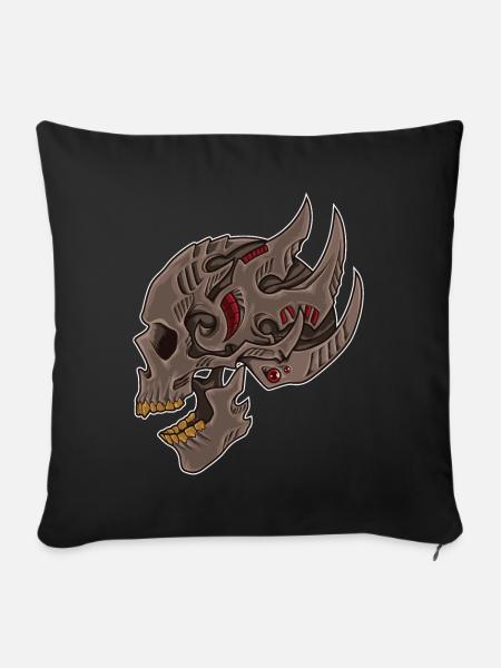 Cyberpunk Totenkopf | Tödliche Zukunft - Sofakissenbezug 45 x 45 cm - Schwarz