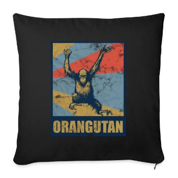 Orangutan Retro - Sofa pillowcase 17,3'' x 17,3'' (45 x 45 cm) - black - Front