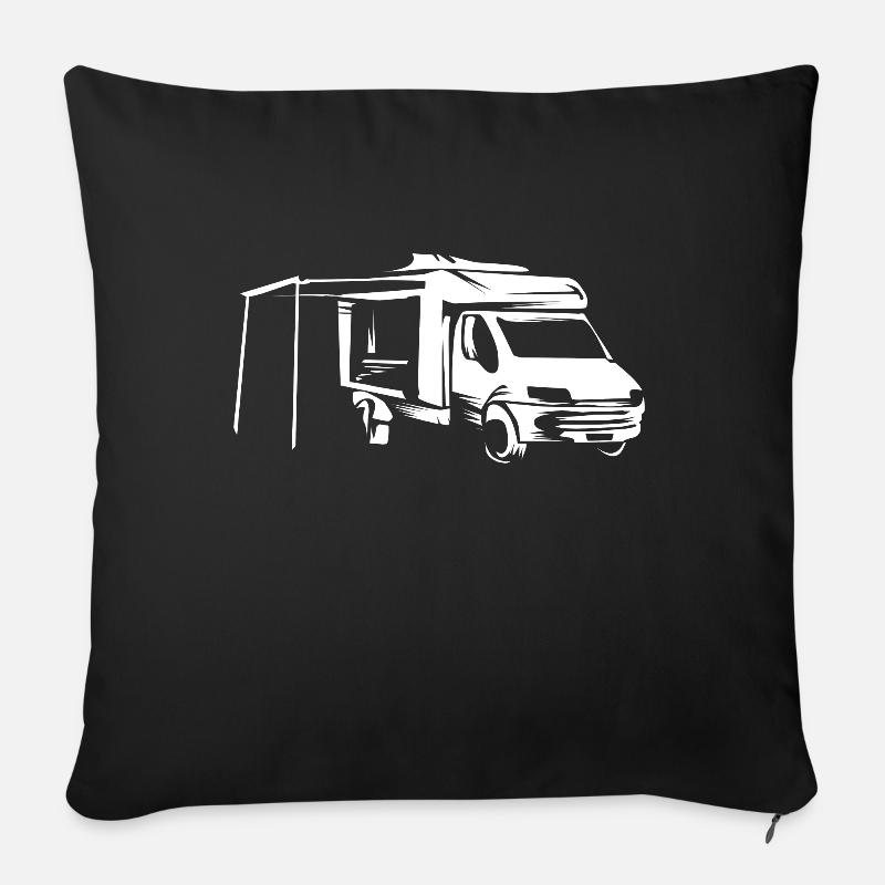 camping - Housse de coussin décorative 45 x 45 cm - noir