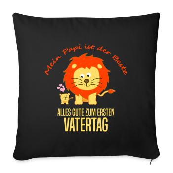 Erster Vatertag - Löwe - Sofakissenbezug 45 x 45 cm - Schwarz - Vorne