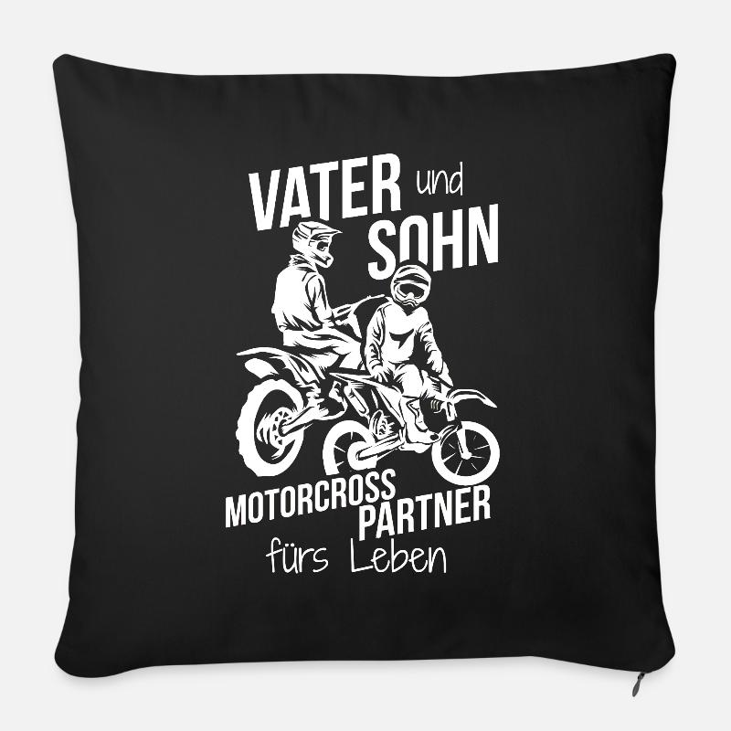 Vater Sohn Motocross Motorrad - Sofakissenbezug 45 x 45 cm - Schwarz
