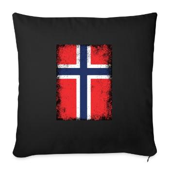 Drapeau Norvège Drapeau Norvégien Vintage Norway - Housse de coussin décorative 45 x 45 cm - noir - Devant