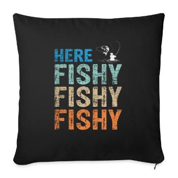 Poisson pêche drôle - Housse de coussin décorative 45 x 45 cm - noir - Devant