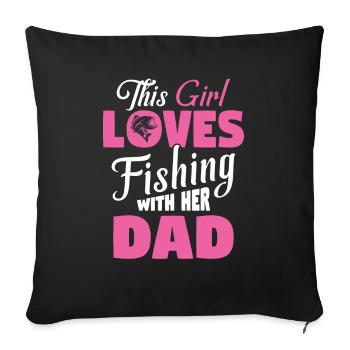 Fille pêchant amour enfant - Housse de coussin décorative 45 x 45 cm - noir - Devant