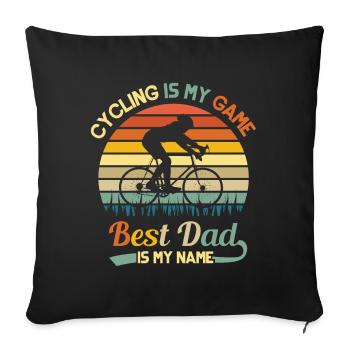 Cadeau de fête des pères vélo - Housse de coussin décorative 45 x 45 cm - noir - Devant
