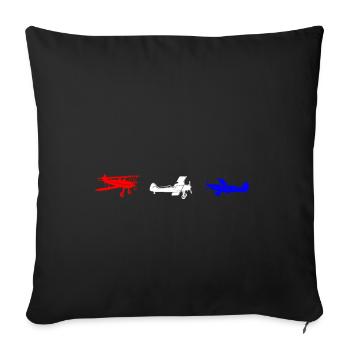 Flugzeug - Sofakissenbezug 45 x 45 cm - Schwarz - Vorne