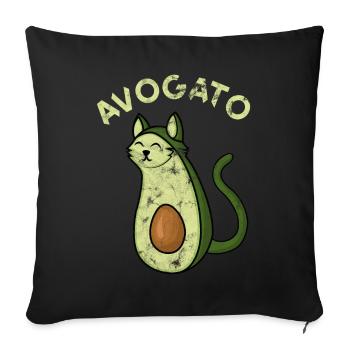 Cat avocado gift - Sofa pillowcase 17,3'' x 17,3'' (45 x 45 cm) - black - Front