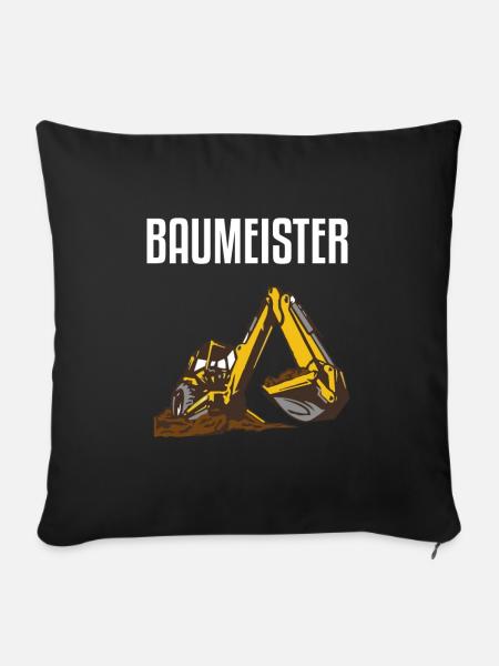 Baumeister Bagger Baggern - Sofakissenbezug 45 x 45 cm - Schwarz