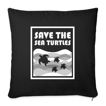 Meeresschutz Meerestiere Schildkroeten - Sofakissenbezug 45 x 45 cm - Schwarz - Vorne