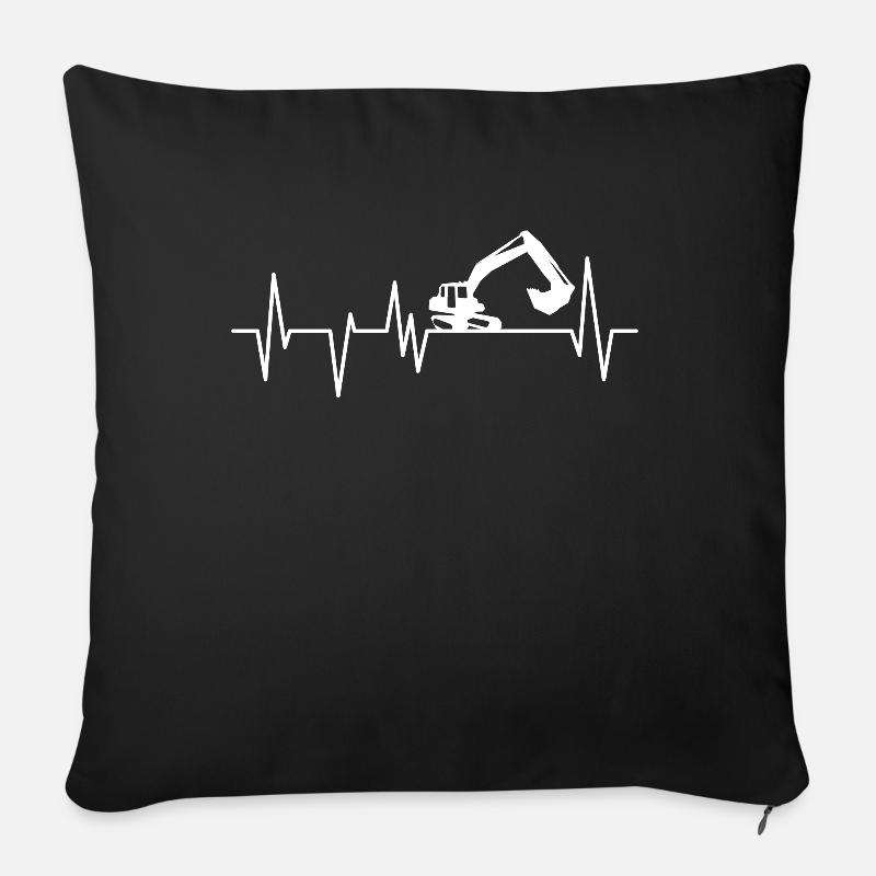 Bagger Baggern Herzschlag Baggerfahrer - Sofakissenbezug 45 x 45 cm - Schwarz
