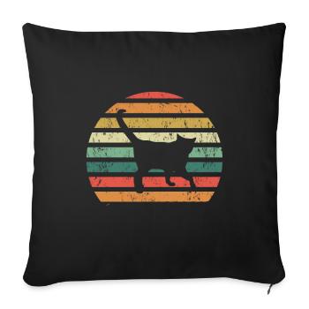 Chat rétro - Housse de coussin décorative 45 x 45 cm - noir - Devant
