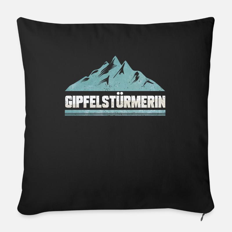 Wandern Wanderer Gipfelstürmerin - Sofakissenbezug 45 x 45 cm - Schwarz