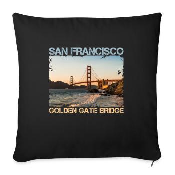 San Francisco - Golden Gate Bridge USA used look - Sofa pillowcase 17,3'' x 17,3'' (45 x 45 cm) - black - Front