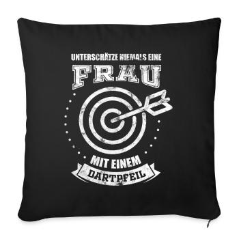 Darts women gift - Sofa pillowcase 17,3'' x 17,3'' (45 x 45 cm) - black - Front