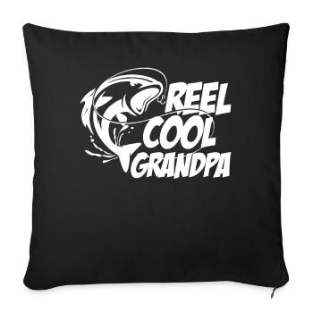 Fishing angler fishing - Reel cool grandpa - Sofa pillowcase 17,3'' x 17,3'' (45 x 45 cm) - black - Front