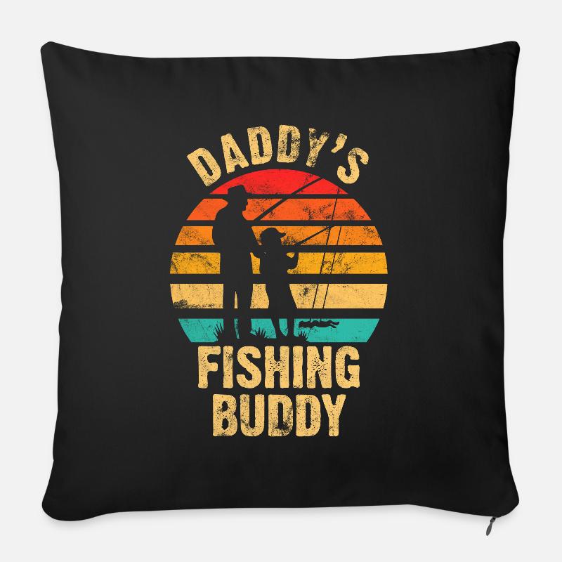 Angeln Angler Vater und Sohn Geschenk - Sofakissenbezug 45 x 45 cm - Schwarz