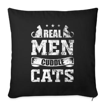 Real Men Cuddle Cats - Housse de coussin décorative 45 x 45 cm - noir - Devant