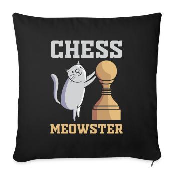 Cats Cat - Chess Meowster Chess Master - Sofa pillowcase 17,3'' x 17,3'' (45 x 45 cm) - black - Front
