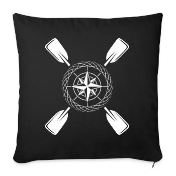 Boussole de pagaie de kayak - Housse de coussin décorative 45 x 45 cm - noir - Devant