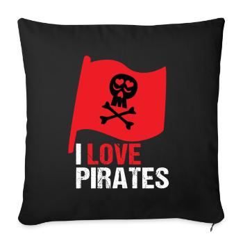 I LOVE PIRATES - Housse de coussin décorative 45 x 45 cm - noir - Devant