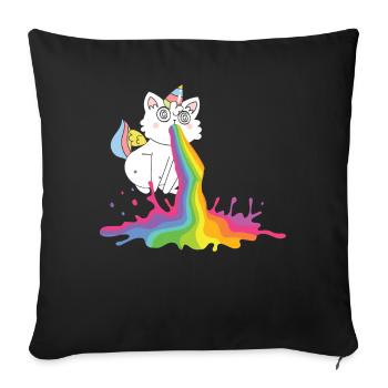 Kotzende Regenbogen Katze - Katzen Geschenk - Sofakissenbezug 45 x 45 cm - Schwarz - Vorne