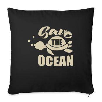 Turtles - Save the ocean - Sofa pillowcase 17,3'' x 17,3'' (45 x 45 cm) - black - Front
