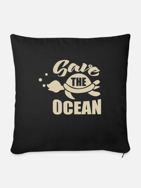 Schildkröten - Save the ocean - Sofakissenbezug 45 x 45 cm - Schwarz