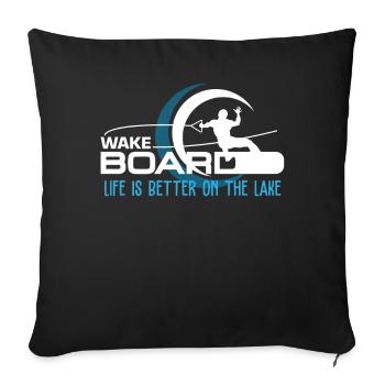 Wakeboard wakeboarding surfers - Sofa pillowcase 17,3'' x 17,3'' (45 x 45 cm) - black - Front