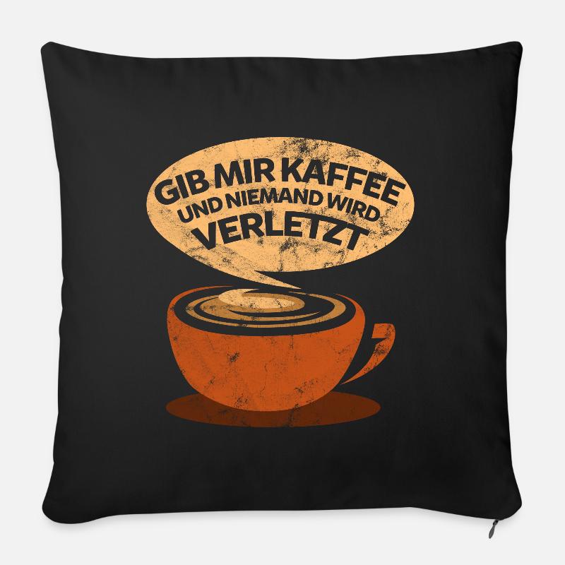 Kaffee lustiger Spruch - Housse de coussin décorative 45 x 45 cm - noir