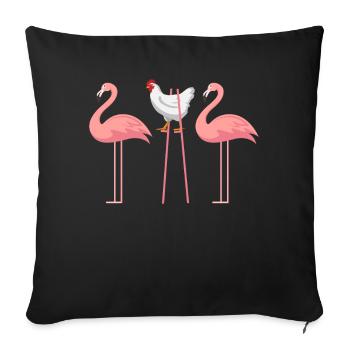Flamingo chicken funny gift idea - Sofa pillowcase 17,3'' x 17,3'' (45 x 45 cm) - black - Front