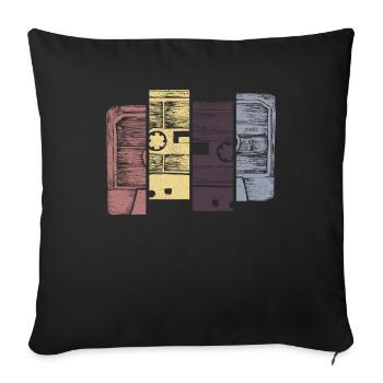 Retro Music Cassette Sketch Vintage Audio Drawing - Sofa pillowcase 17,3'' x 17,3'' (45 x 45 cm) - black - Front