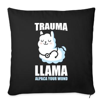 Alpaca Trauma Llama funny gift - Sofa pillowcase 17,3'' x 17,3'' (45 x 45 cm) - black - Front