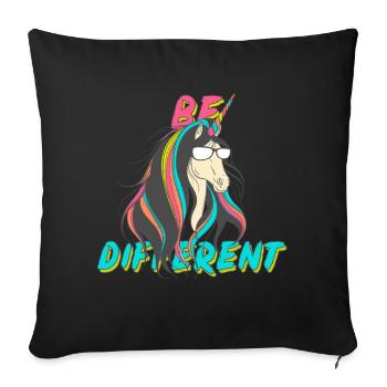 Be Different Cool licorne Arc-en-ciel - Housse de coussin décorative 45 x 45 cm - noir - Devant
