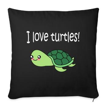 I love turtles turtles love - Sofa pillowcase 17,3'' x 17,3'' (45 x 45 cm) - black - Front